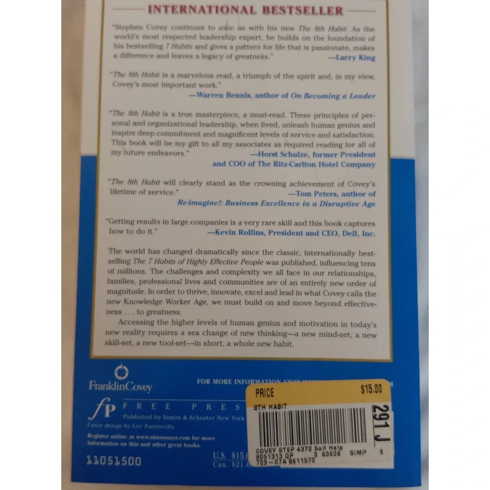 The 8th Habit From Effectiveness to Greatness Stephen R. Covey Paperback 2005